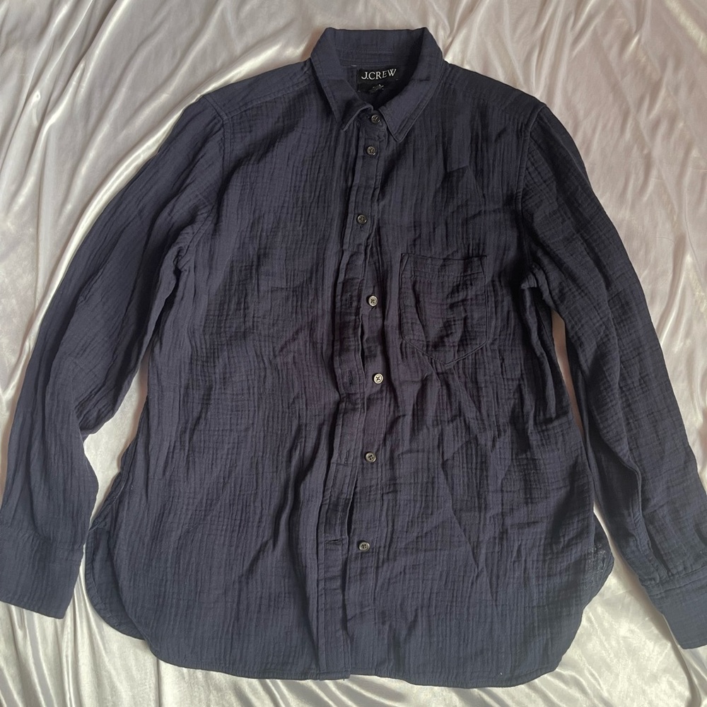 J. Crew Navy Gauze Button up shirt cotton